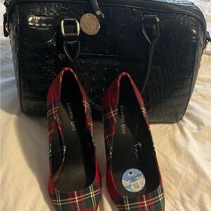 Gianni Bini Red Plaid Pointed Toe Heels